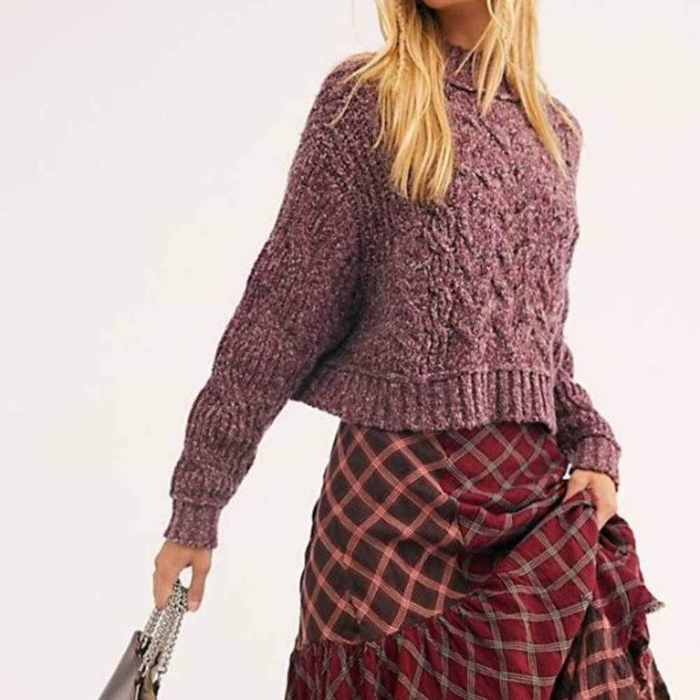 Free People Merry Go Sweater- Very Berry